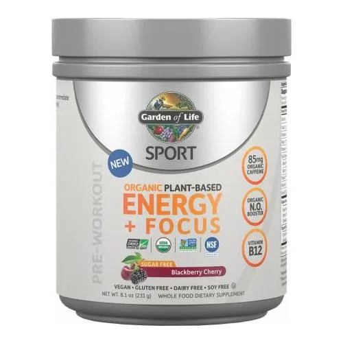 Garden of Life Sport Organic Plant-Based Energy Focus Sugar Free 40 Servings