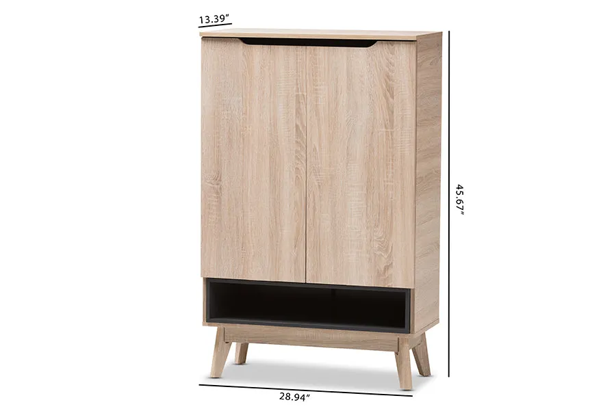 Glidden Two-Tone Oak/Grey Wood Shoe Cabinet