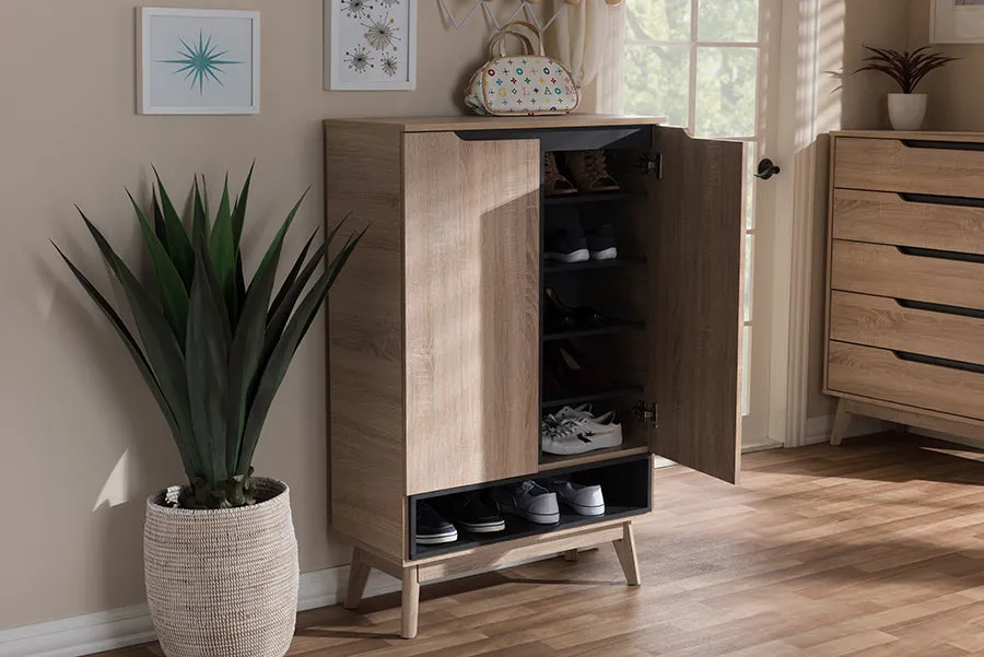 Glidden Two-Tone Oak/Grey Wood Shoe Cabinet