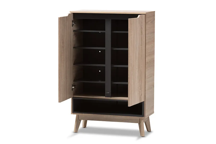 Glidden Two-Tone Oak/Grey Wood Shoe Cabinet
