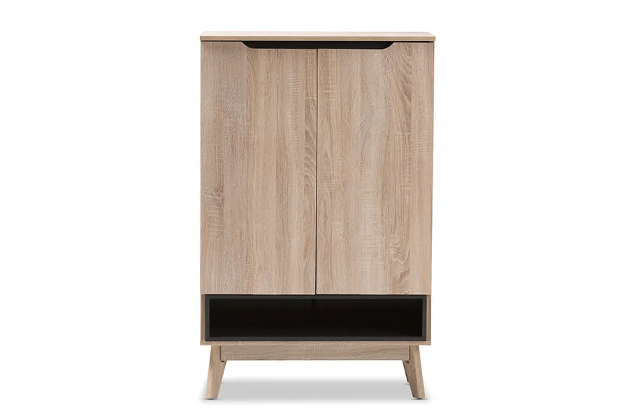 Glidden Two-Tone Oak/Grey Wood Shoe Cabinet