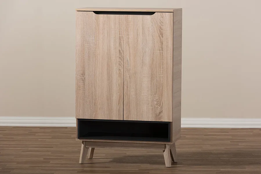Glidden Two-Tone Oak/Grey Wood Shoe Cabinet