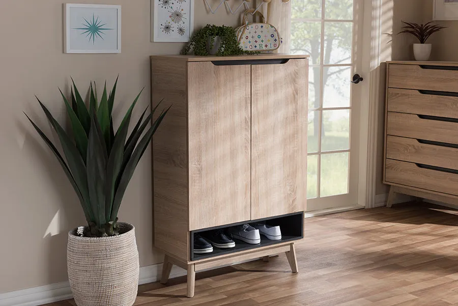 Glidden Two-Tone Oak/Grey Wood Shoe Cabinet
