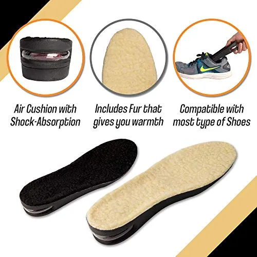 Height Increase Insoles with Fur and Air Cushion - 1.2" Shoe Lifts - Heel Lift (US Women's 6-8) Beige