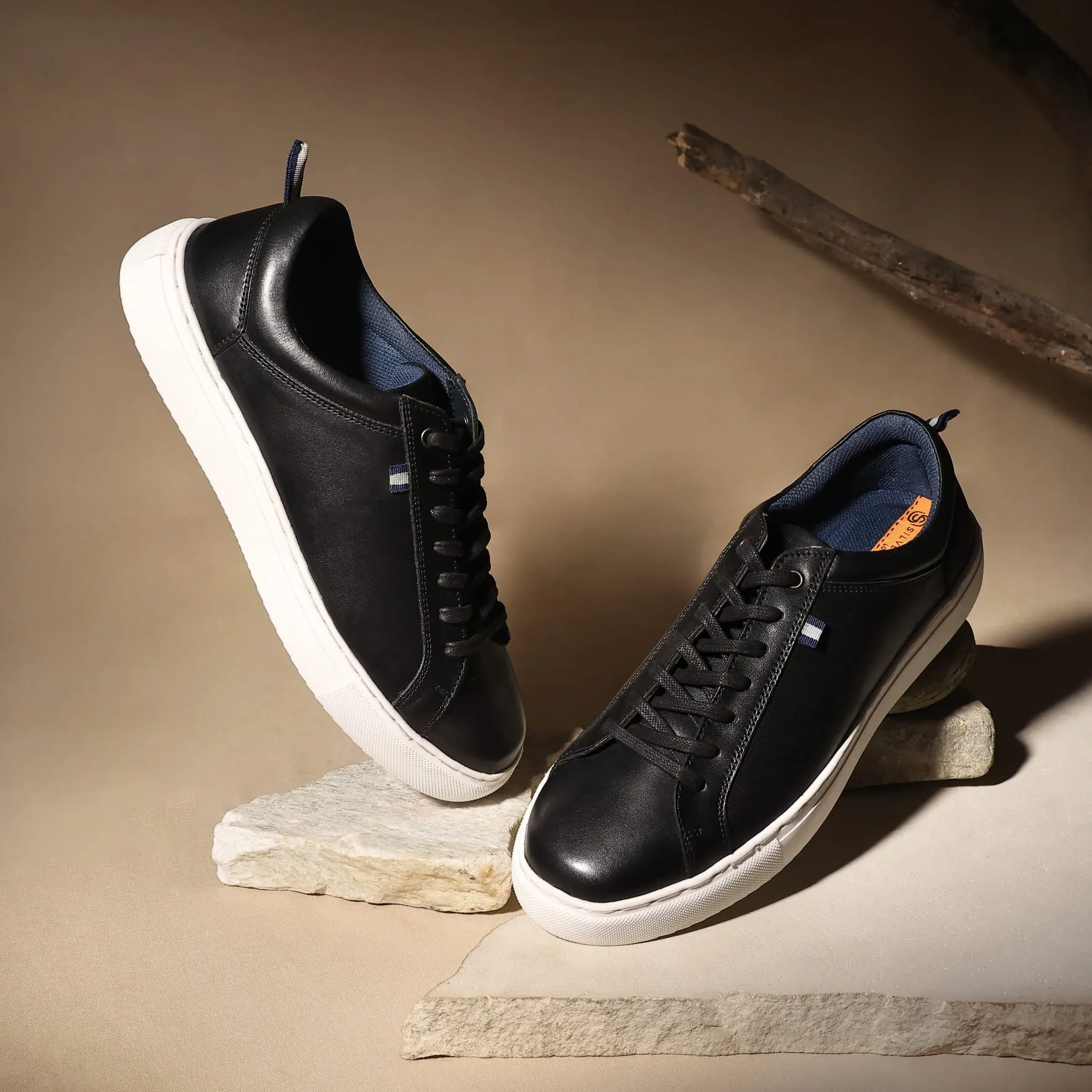 Holden Leather Cup Sole Trainer - Black