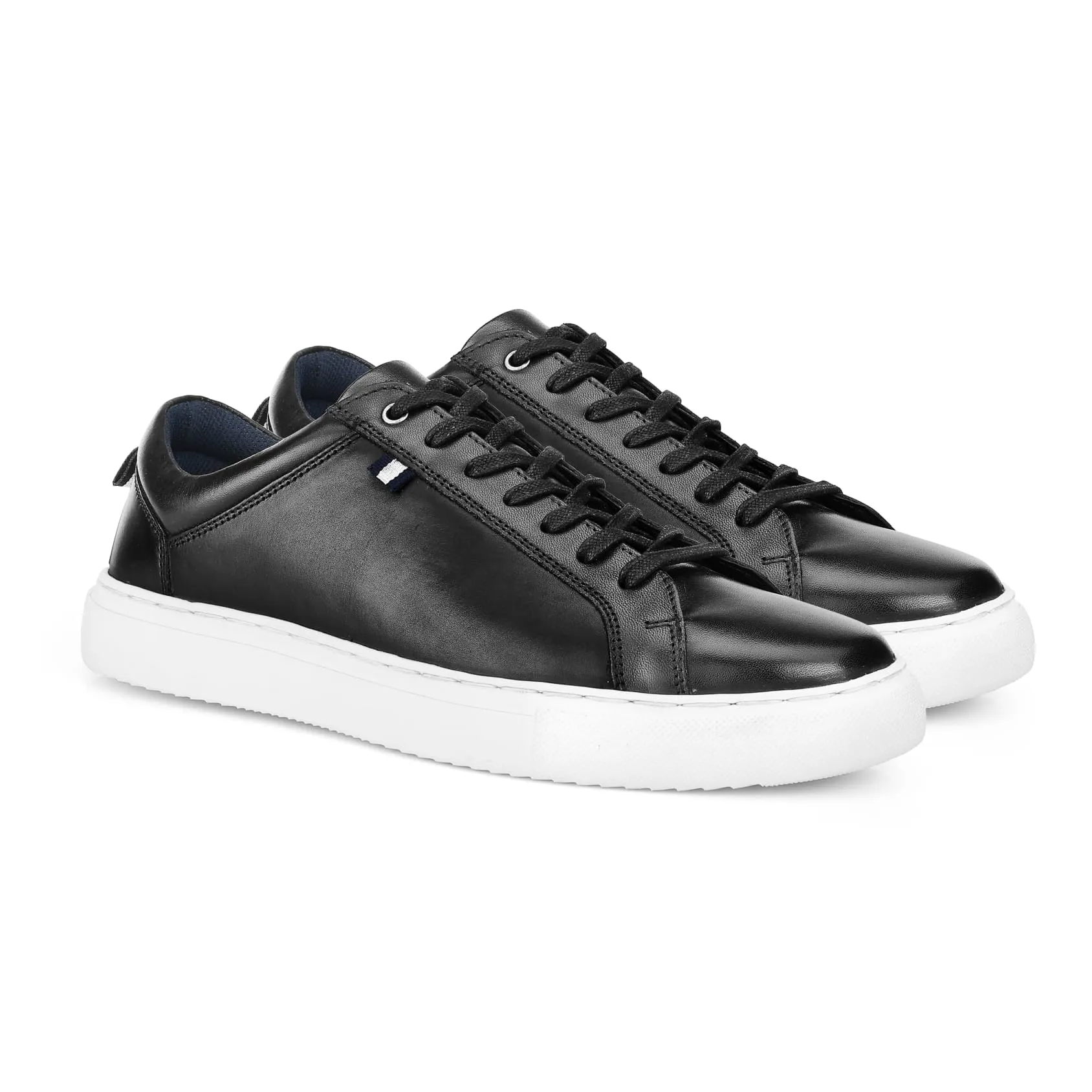 Holden Leather Cup Sole Trainer - Black