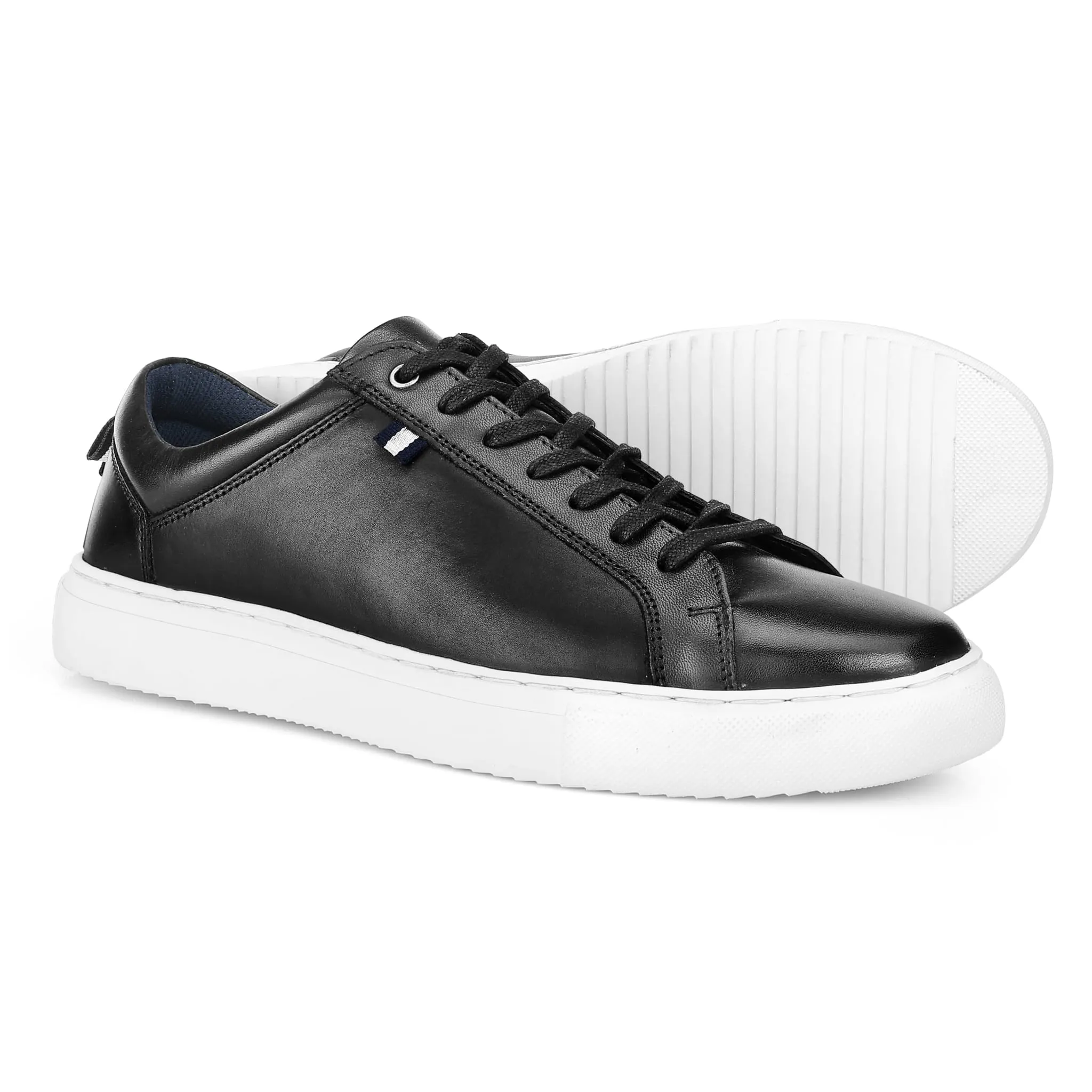 Holden Leather Cup Sole Trainer - Black