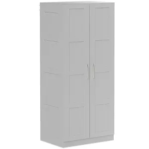 HOMCOM Double Paneled Door Wardrobe, with Shelves - Grey
