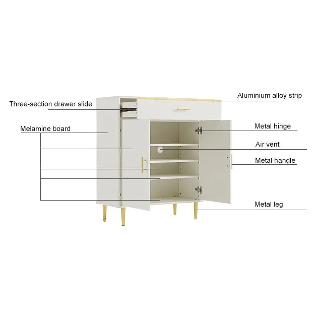 JAMAL White Shoe Cabinet