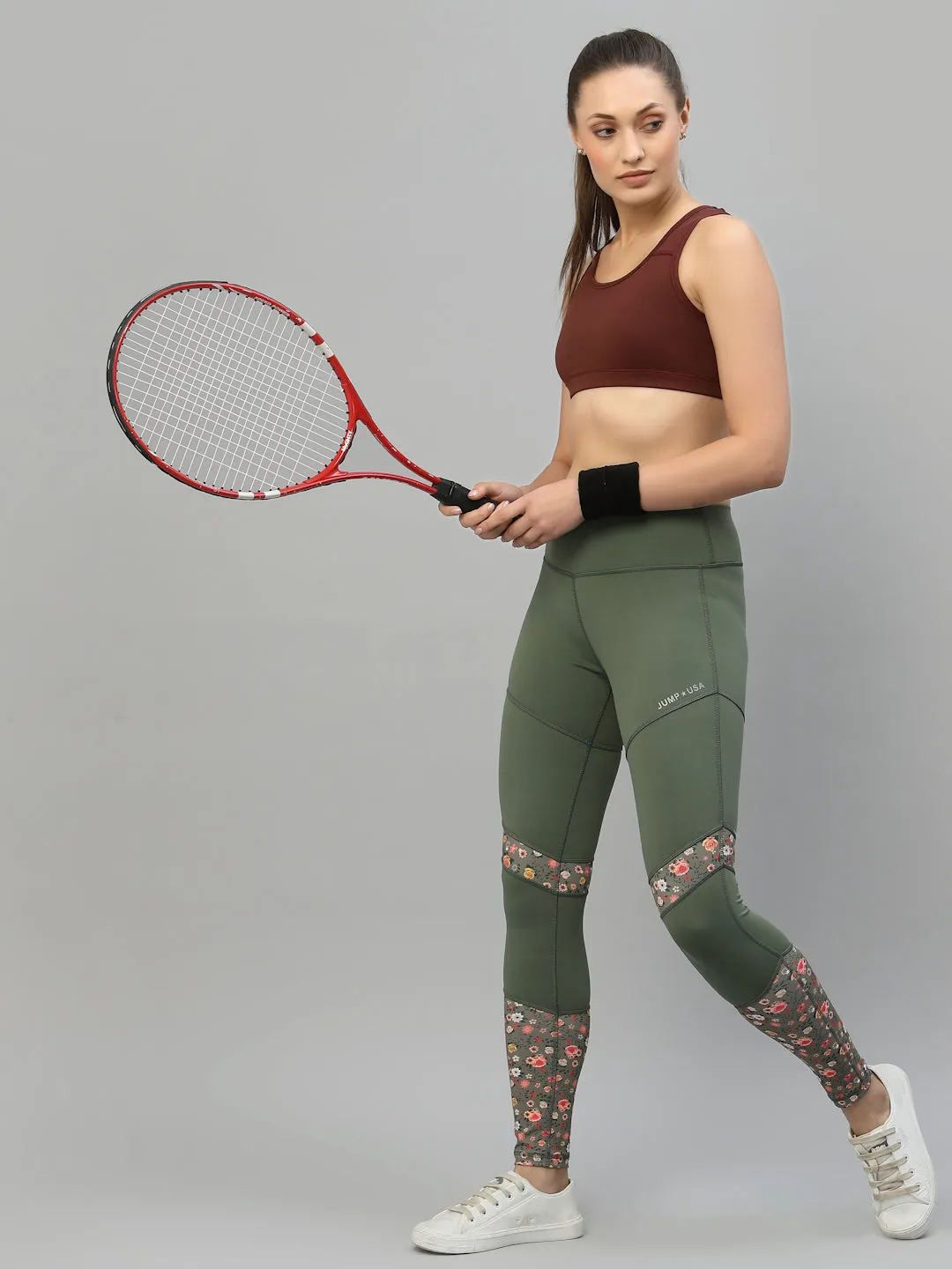 JUMP USA Maroon Solid Non-Wired Non Padded Sports Bra