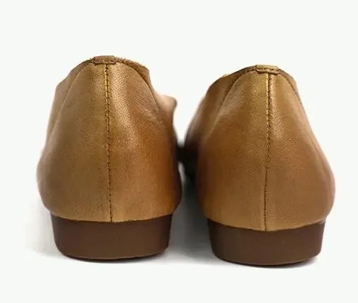 Khaki Leather Flats: Versatile and Chic Footwear for Women