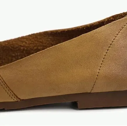Khaki Leather Flats: Versatile and Chic Footwear for Women