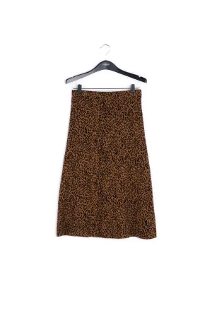 Leopard-print knitted midi skirt