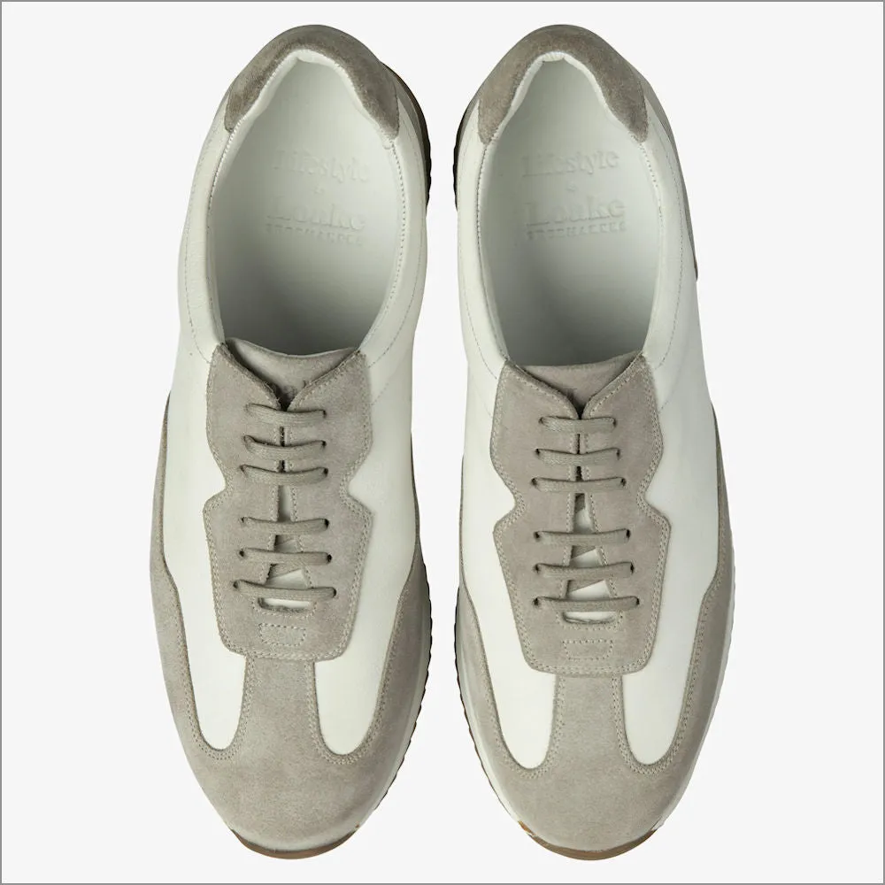 Loake Linford White and Grey Suede Trainer@
