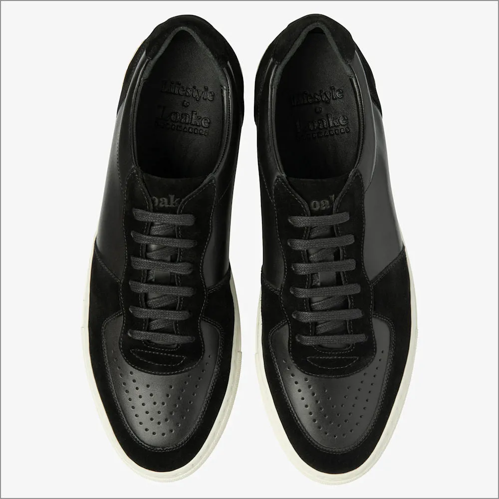 Loake Rush Black Leather and Suede Trainer@
