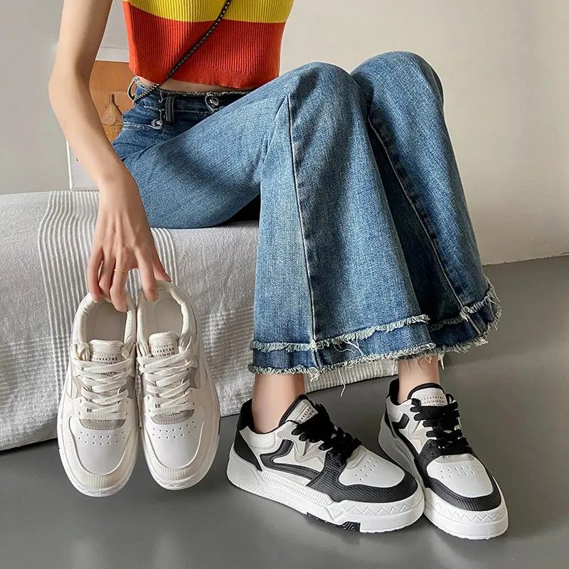 LVSANW Fashion Small White Shoes Women New Spring and Autumn Leisure Sports Shoes Girls with Thick Soles Low Top Board Shoes