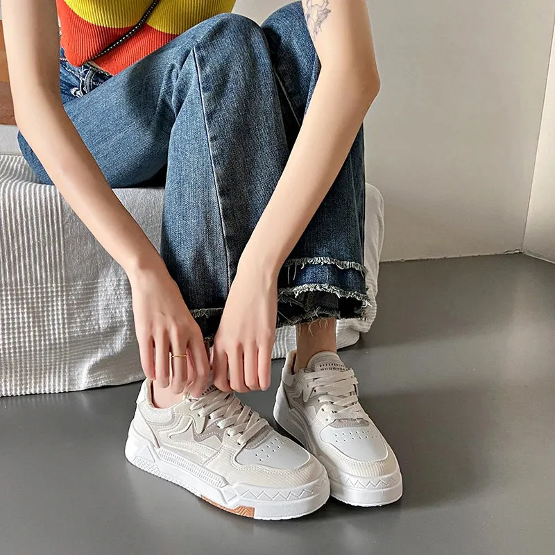 LVSANW Fashion Small White Shoes Women New Spring and Autumn Leisure Sports Shoes Girls with Thick Soles Low Top Board Shoes