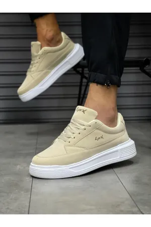 Men's Beige High Sole Casual Sports Shoes