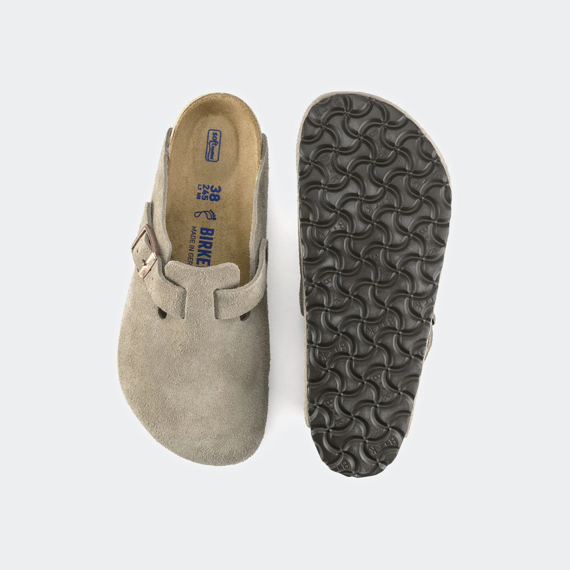 Men's BIRKENSTOCK Boston Soft Footbed Suede Leather Taupe