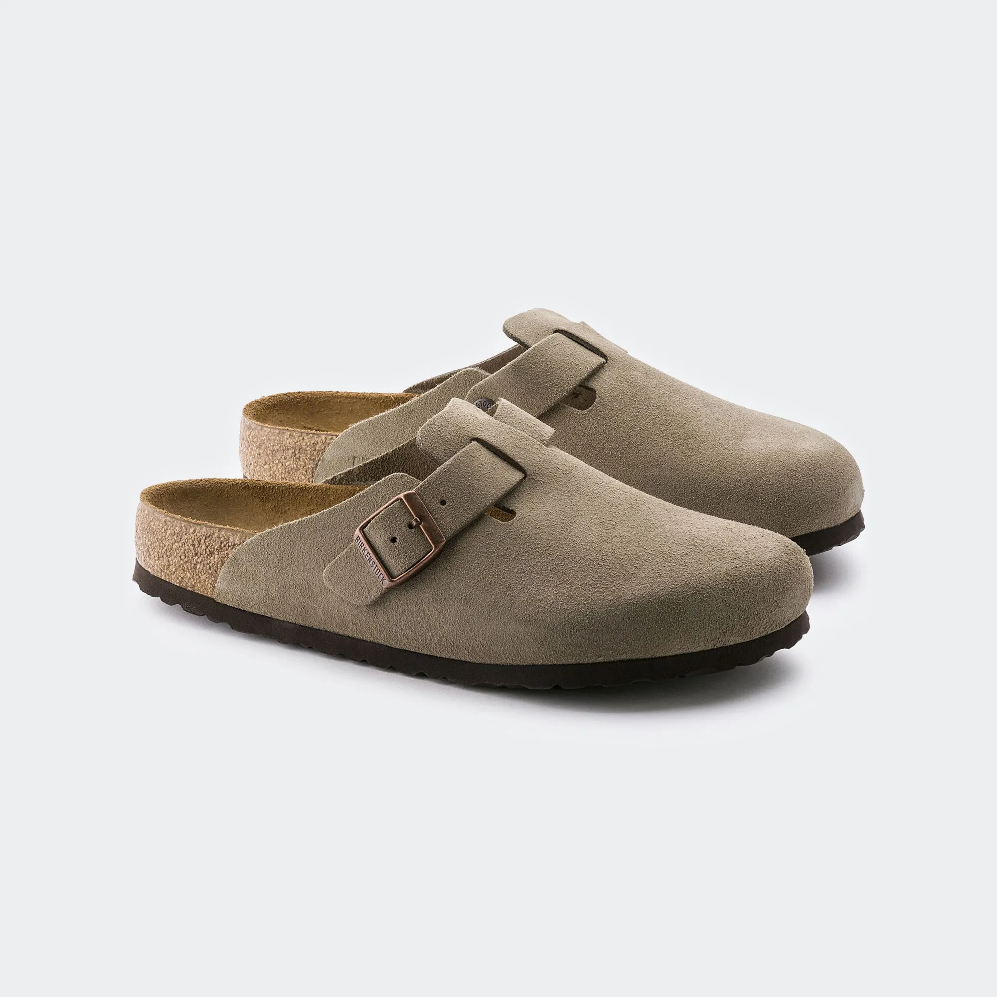 Men's BIRKENSTOCK Boston Soft Footbed Suede Leather Taupe