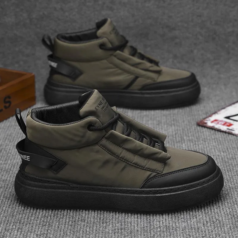 Men's new down fabric casual retro high top board shoes