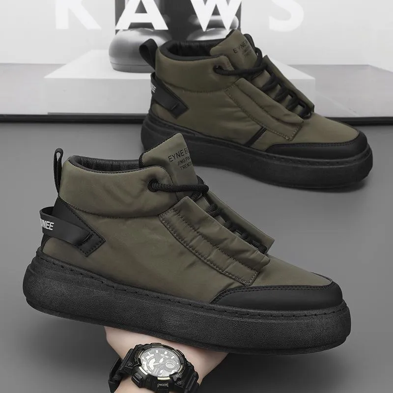 Men's new down fabric casual retro high top board shoes