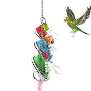 Mini Canvas Shoes Parrot Bird Toys Pet Bird Shoe Cage Decoration Standing Climbing Toy Parrot Bird Cage Pet Shoes Parrot Toys