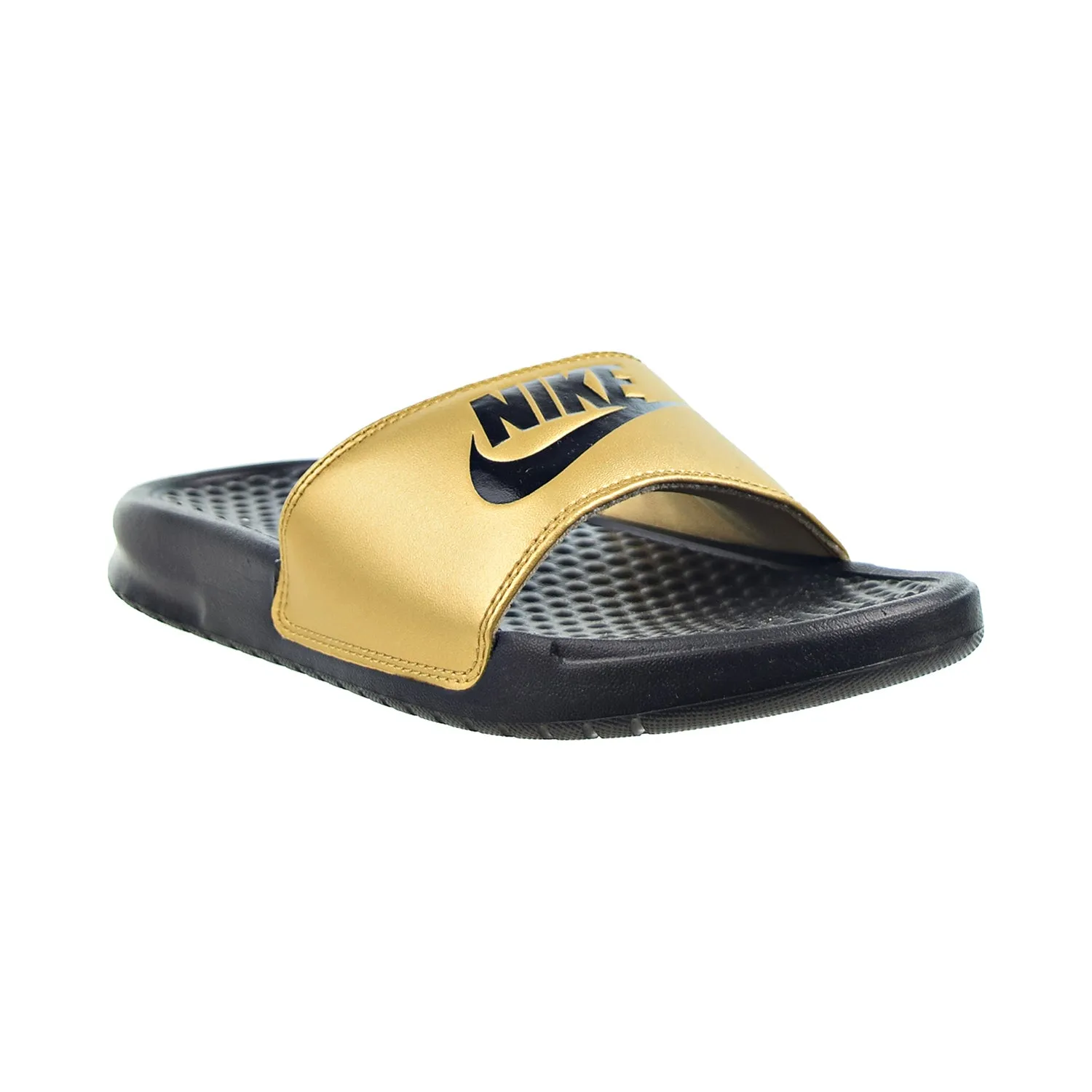 Nike Benassi JDI Women's Slide Sandals Black-Metallic Gold