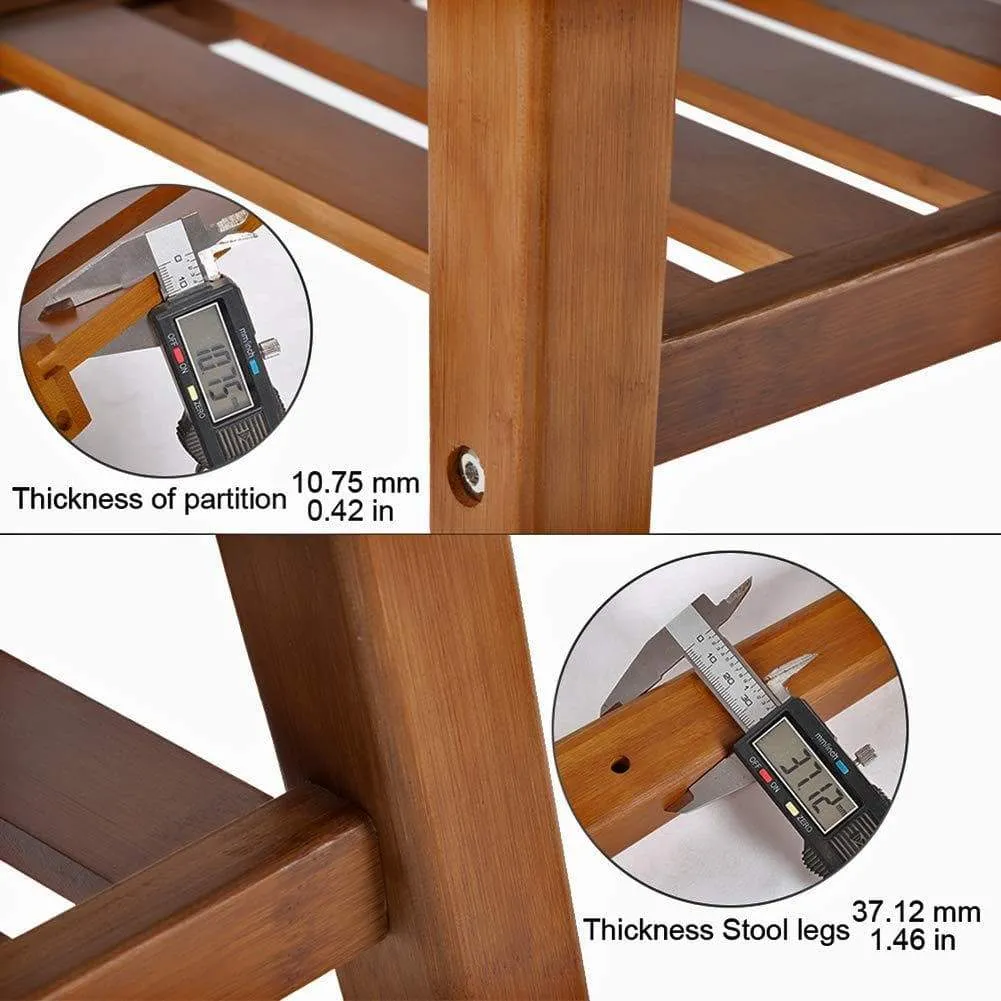 NNEWVANTE Shoe Bench Free Standing Organizing Rack Faux Leather Shoe Storage Racks Bamboo Seat for Closet Bedroom Kitchen Entry- 25.6in