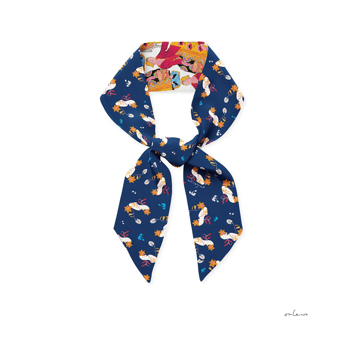 'Nyonya Portrait & Peranakan Shoes’ Slim Silk Scarf