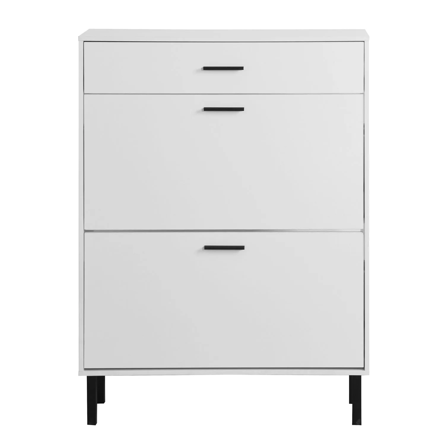 Organize in Style: Modern Freestanding Shoe Cabinet with Drawers & Metal Legs for Entryway Storage