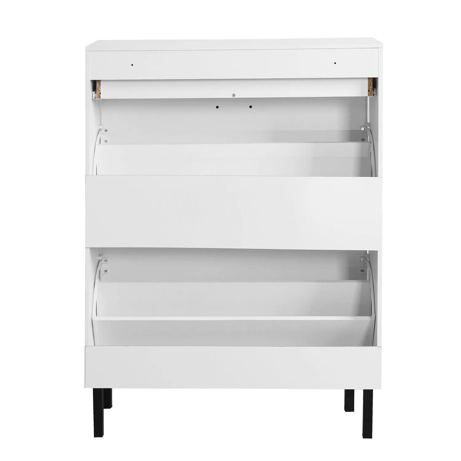 Organize in Style: Modern Freestanding Shoe Cabinet with Drawers & Metal Legs for Entryway Storage