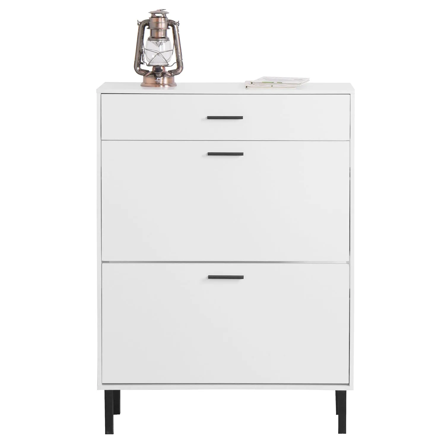 Organize in Style: Modern Freestanding Shoe Cabinet with Drawers & Metal Legs for Entryway Storage