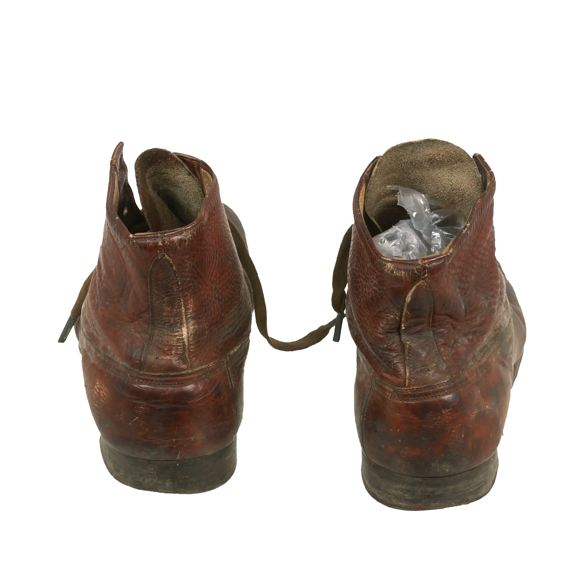 Original U.S. WWI Pair of M1912 Russet Marching Shoes - 1917 Dated - Size 7 ½