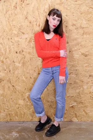 Ralph Lauren Sports Orange Cable Knit Jumper
