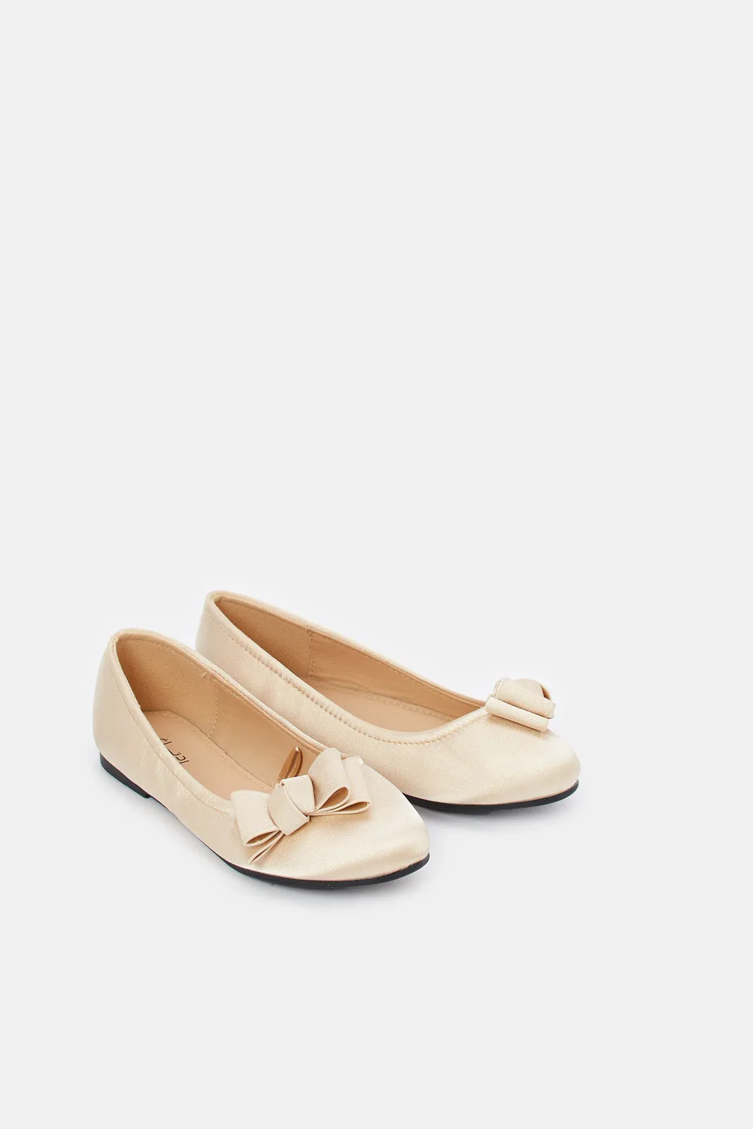 Senior Girls Beige Bow Embellished Ballerina