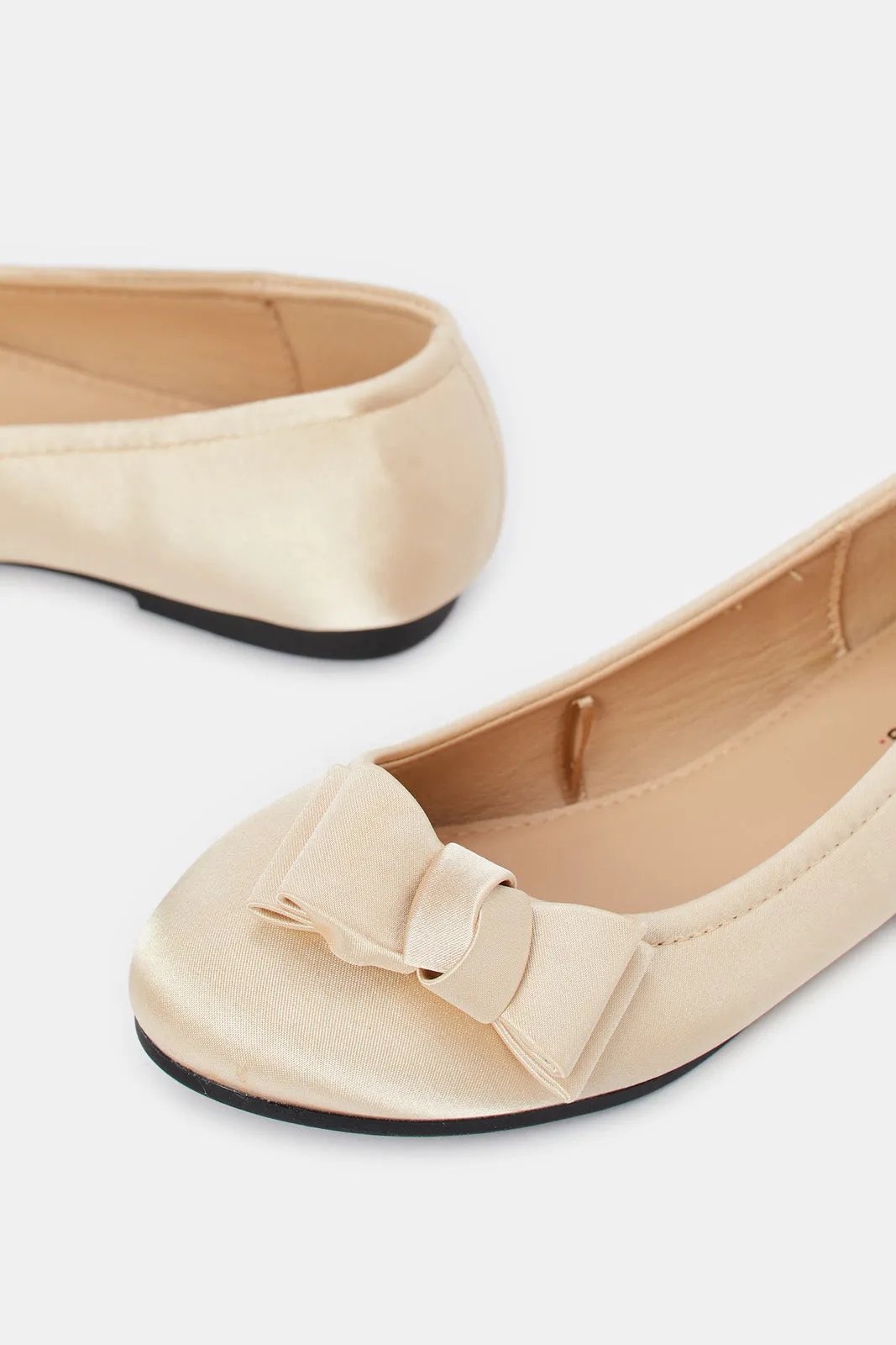 Senior Girls Beige Bow Embellished Ballerina