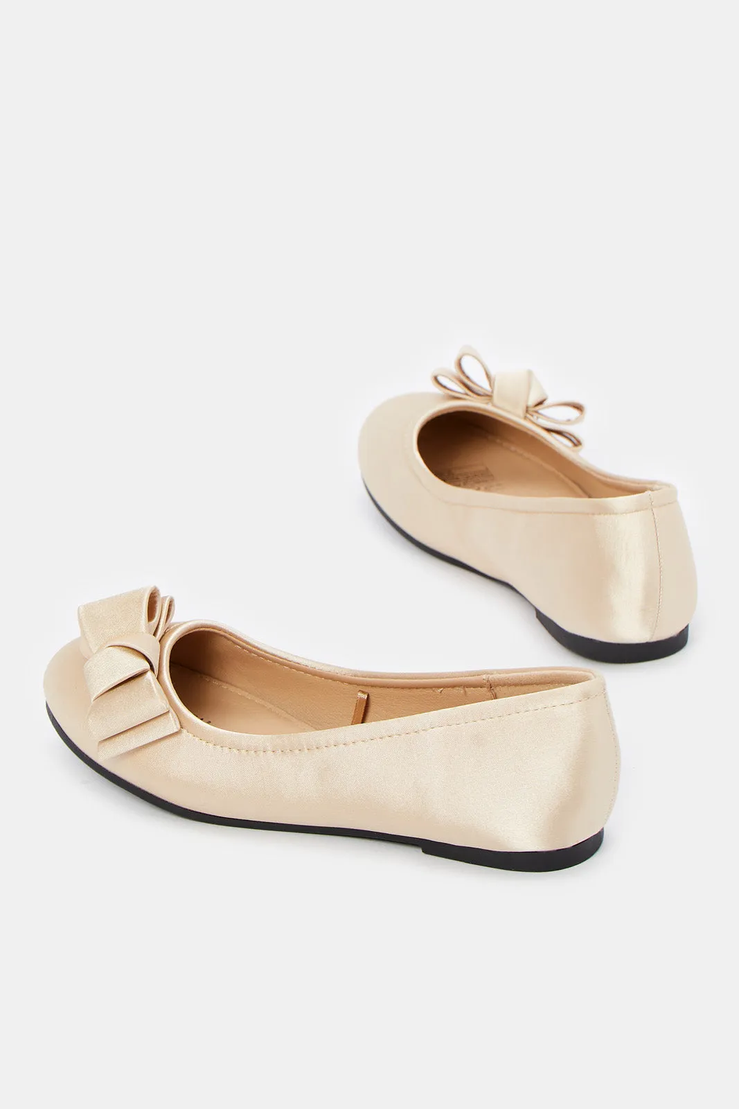 Senior Girls Beige Bow Embellished Ballerina