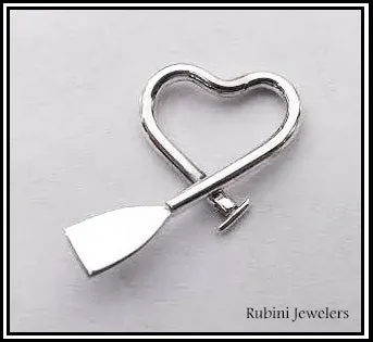 Silver Dragon Boat, Canoe, Paddle Board, SUP Paddle Freeform Heart Pendant