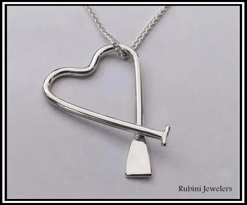 Silver Dragon Boat, Canoe, Paddle Board, SUP Paddle Freeform Heart Pendant