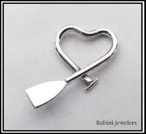 Silver Dragon Boat, Canoe, Paddle Board, SUP Paddle Freeform Heart Pendant