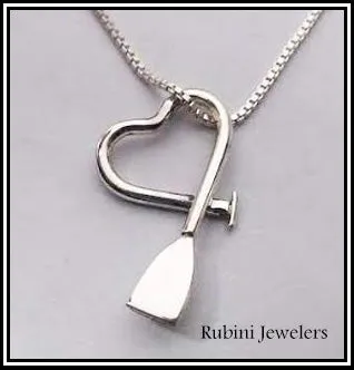 Silver Dragon Boat, Canoe, Paddle Board, SUP Paddle Freeform Heart Pendant