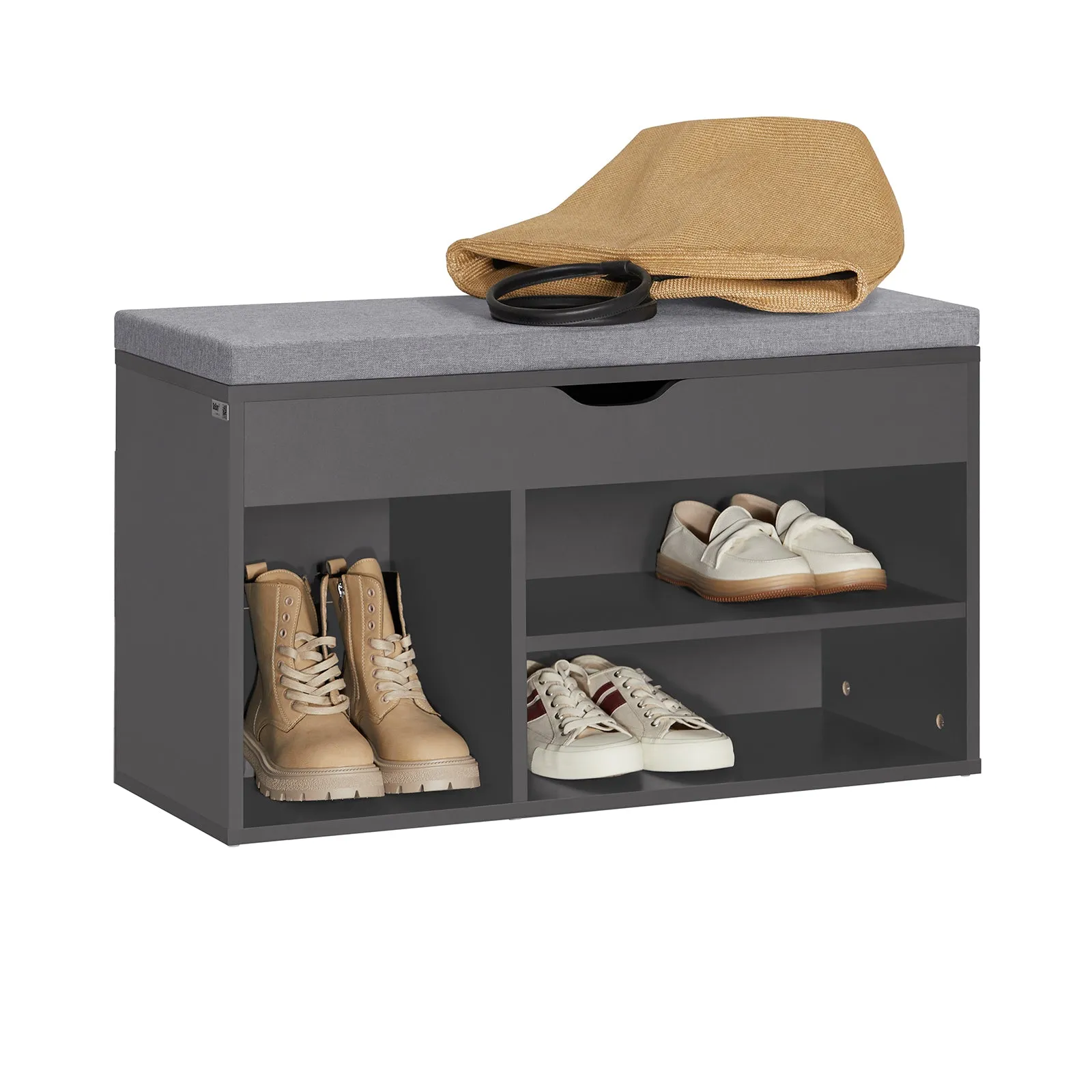 SoBuy Shoe Storage Cabinet Shoe Rack with Lift Up Bench Top and Seat Cushion FSR45-DG