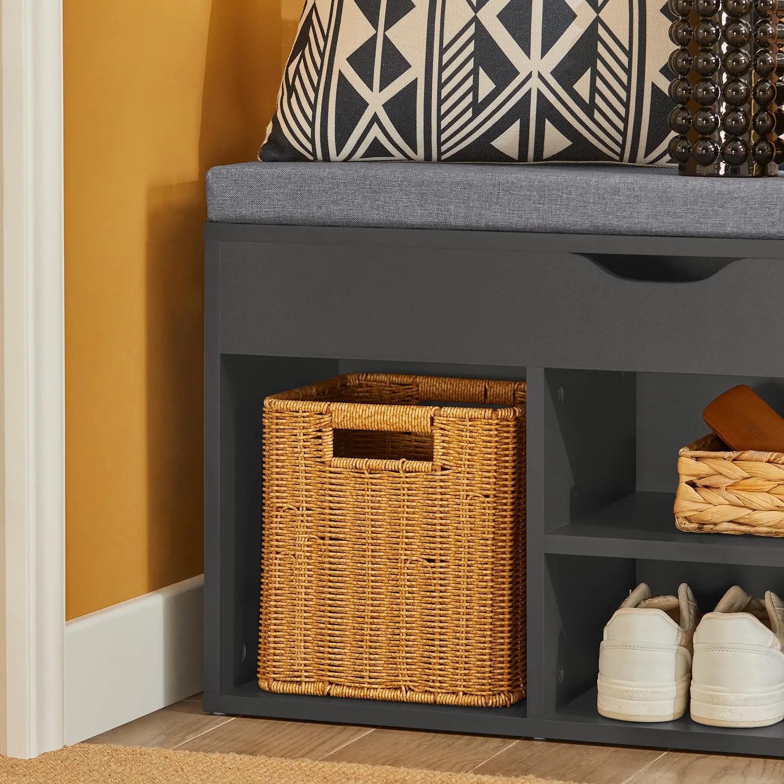 SoBuy Shoe Storage Cabinet Shoe Rack with Lift Up Bench Top and Seat Cushion FSR45-DG