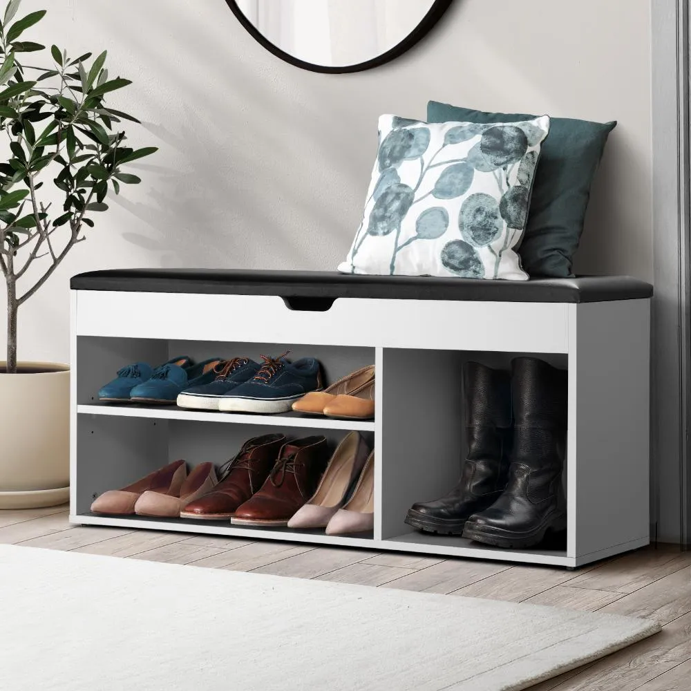 Sol Shoe Cabinet Bench Shoe Storage Rack PU Padded Seat Organiser Shelf