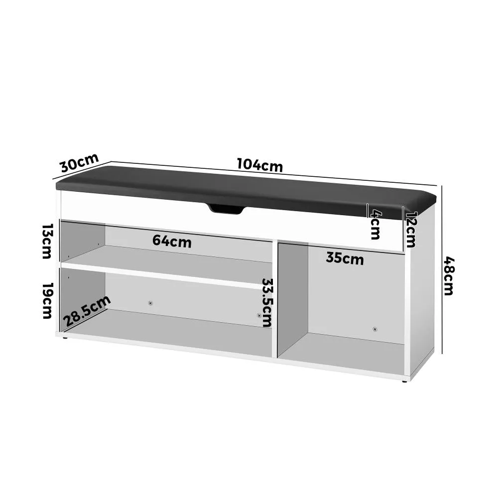 Sol Shoe Cabinet Bench Shoe Storage Rack PU Padded Seat Organiser Shelf