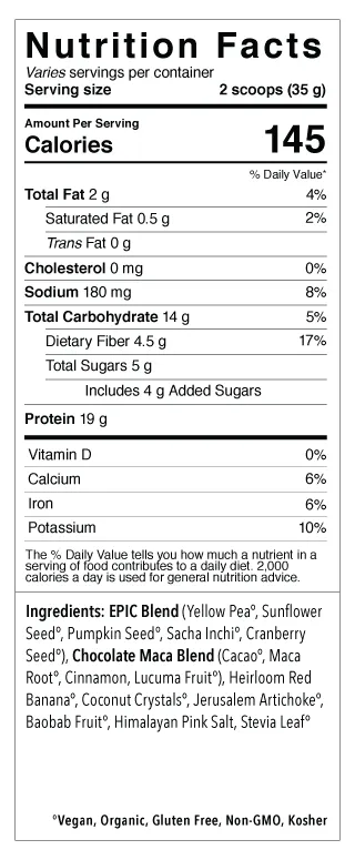 Sprout Living Epic Plant-Based Protein - Chocoalte Maca (455g)