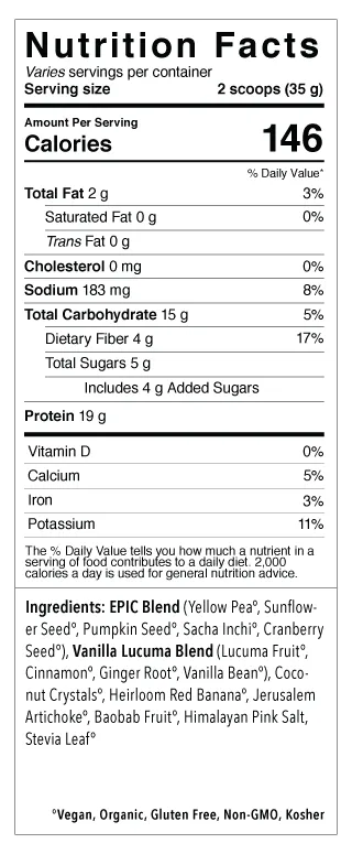 Sprout Living Epic Plant-Based Protein - Vanilla Lucuma (455g)