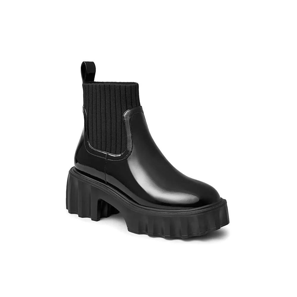 Thick-soled Chelsea Knitted Tube Boots