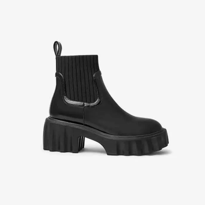 Thick-soled Chelsea Knitted Tube Boots